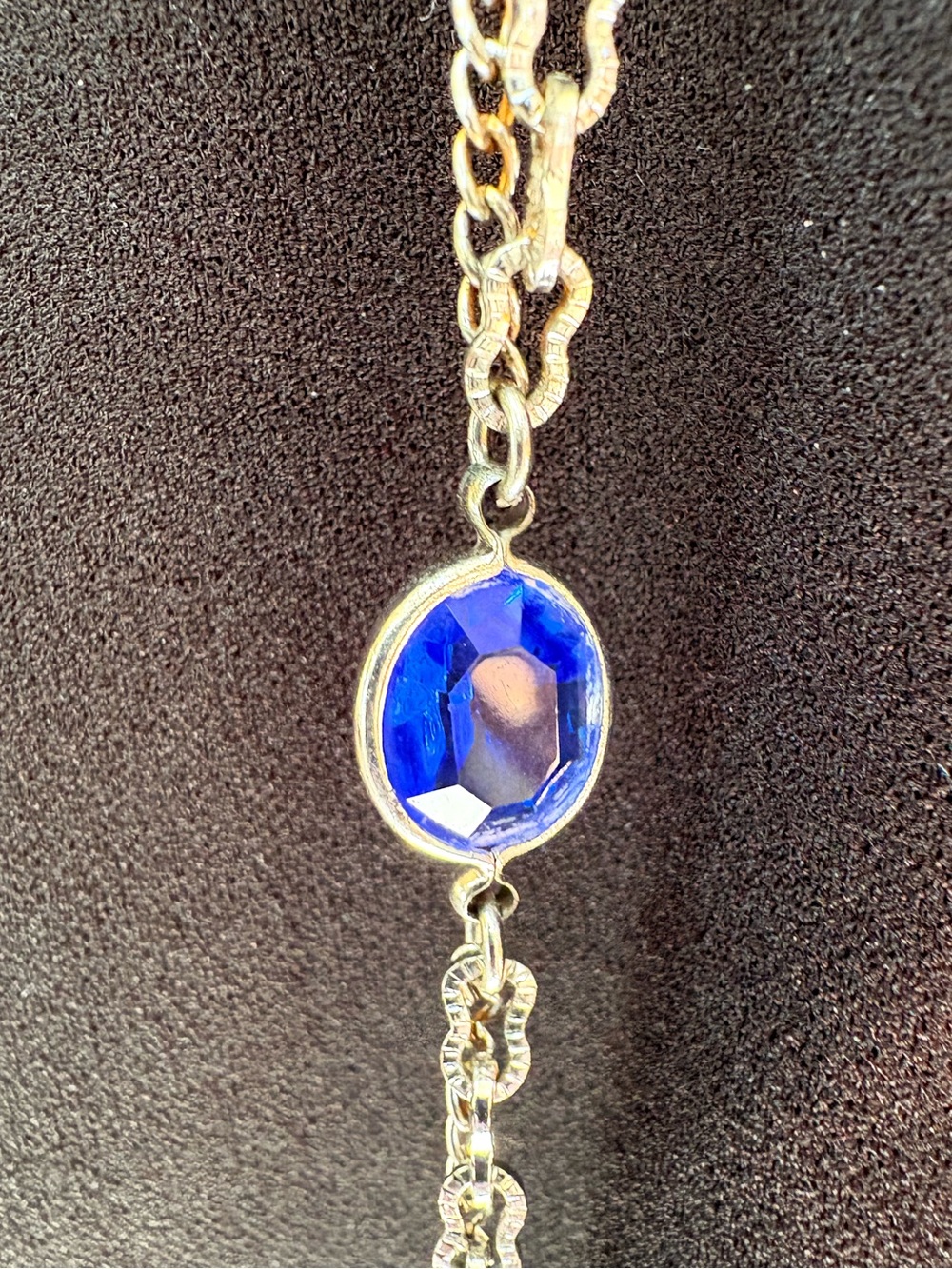 RARE 💎 Vintage Coro Blue Crystal Necklace 💎 57” Long Line Two Strand Silver